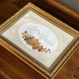 Vintage Gibran Wedding Marriage Poem Picture Gold Frame With Dried Flowers 1990